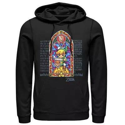 Licensed Character Men's Legend Of Zelda Link Stained Glass Window Pullover Hoodie, Size: XL, Black