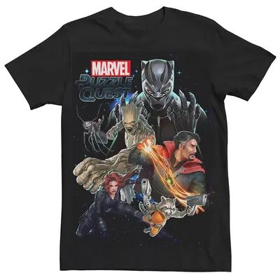 Licensed Character Men's Marvel Puzzle Quest Avengers Graphic Tee, Size: XXL, Black