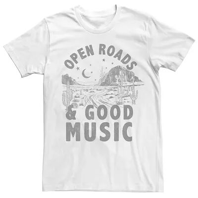 Licensed Character Men's Open Roads Good Music Graphic Tee, Size: Large, White