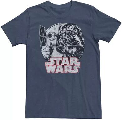 Licensed Character Men's Star Wars Darth Vader Ships Vintage Title Graphic Tee, Size: XXL, Med Blue