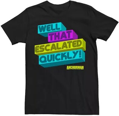 Licensed Character Men's Anchorman Well That Escalated Quickly Tee, Size: Small, Black