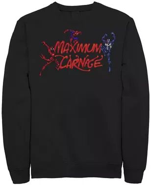 Marvel Men's Marvel Spider-Man Maximum Carnage Video Game Collage Logo Graphic Fleece Pullover, Size: XXL, Black