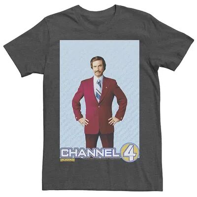 Licensed Character Men's Anchorman Ron Burgundy Channel 4 Portrait Tee, Size: Large, Dark Grey