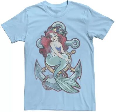 Disney Men's Disney Little Mermaid Tattoo Anchor Pose Tee, Size: Large, Light Blue