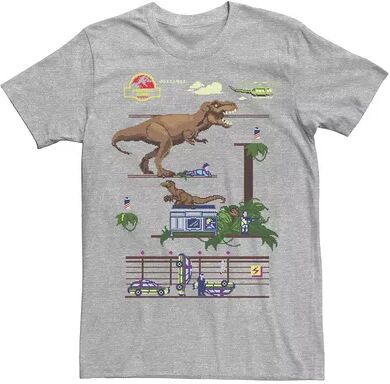 Licensed Character Men's Jurassic Park Digital Video Game Scene Graphic Tee, Size: XXL, Med Grey