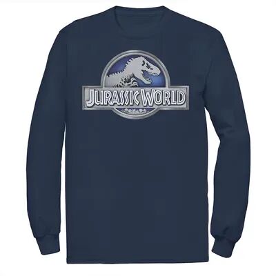 Licensed Character Men's Jurassic World Classic Metal Coin Logo Long Sleeve Graphic Tee, Size: 3XL, Blue