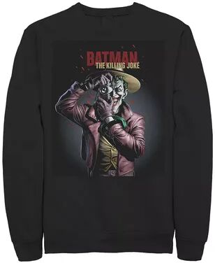 DC Comics Men's DC Comics Batman The Killing Joke Joker Poster Sweatshirt, Size: Large, Black