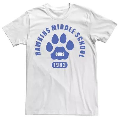 Licensed Character Men's Netflix Stranger Things Hawkins Middle School Cubs 1983 Tee, Size: Small, White