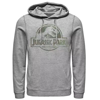 Licensed Character Men's Jurassic Park Camo Fossil Logo Pullover Hoodie, Size: XXL, Med Grey