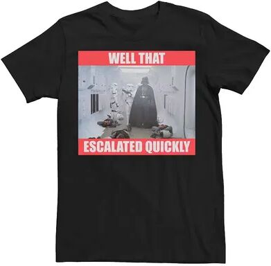 Licensed Character Men's Star Wars Darth Vader Well That Escalated Quickly Tee, Size: Large, Black