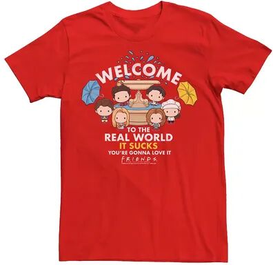 Licensed Character Men's Friends Chibi The Real World Sucks Tee, Size: XXL, Red