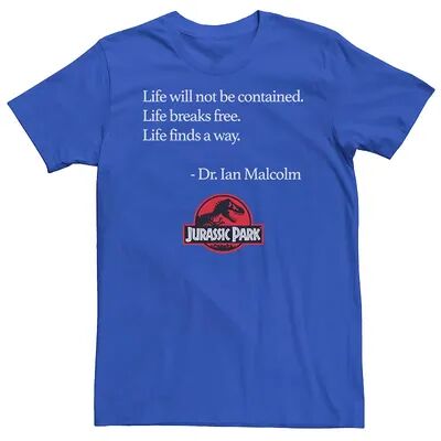 Licensed Character Men's Jurassic Park Life Finds A Way Quote Tee, Size: XL, Med Blue