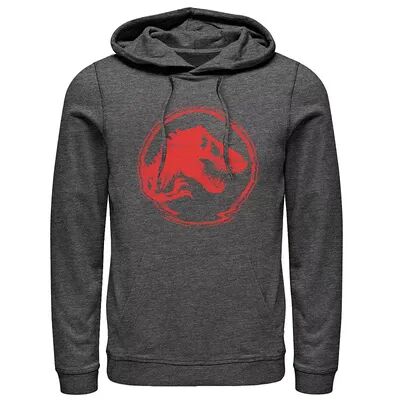 Licensed Character Men's Jurassic World Red Logo Glitch Coin Hoodie, Size: XXL, Dark Grey