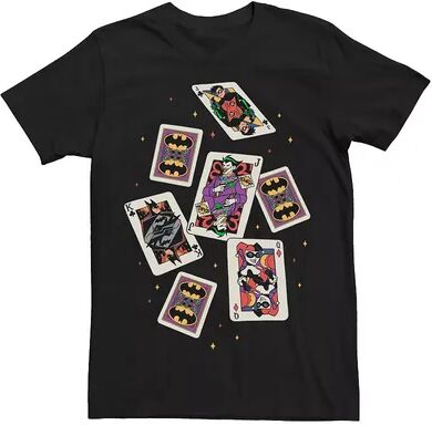 DC Comics Men's Batman Jokers Wild Playing Card Group Shot Tee, Size: Large, Black