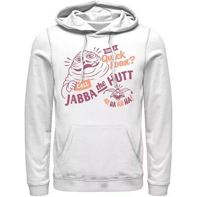 Licensed Character Men's Star Wars Jabba The Hutt Need A Quick Loan Hoodie, Size: Medium, White