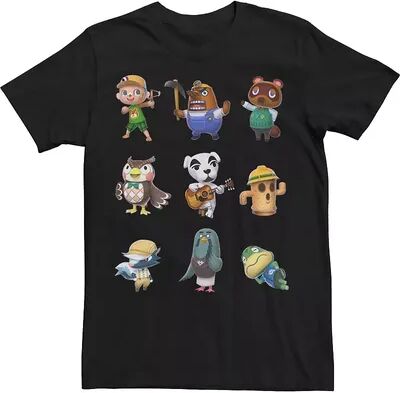 Licensed Character Big & Tall Nintendo Animal Crossing Towns Folk Group Shot Tee, Men's, Size: 5XL, Black