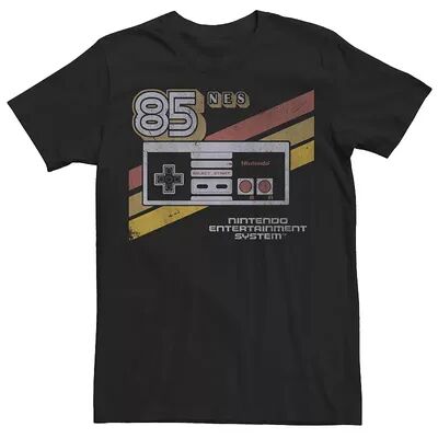 Licensed Character Big & Tall Nintendo NES Controller Retro Stripe '85 Tee, Men's, Size: LT, Black