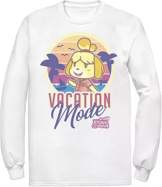 Licensed Character Men's Animal Crossing New Horizons Isabelle Vacation Mode Tee, Size: Small, White