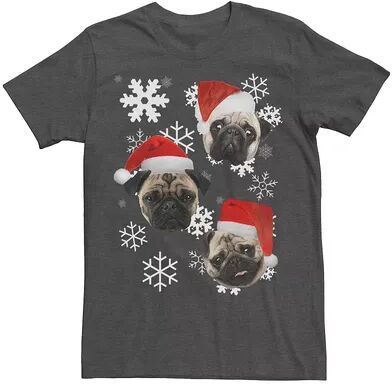 Licensed Character Big & Tall Pug Faces In Santa Hats Christmas Funny Tee, Men's, Size: 5XL, Dark Grey