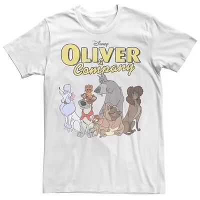 Licensed Character Big & Tall Disney Oliver And Company Group Shot Vintage Portrait Tee, Men's, Size: 3XL, White
