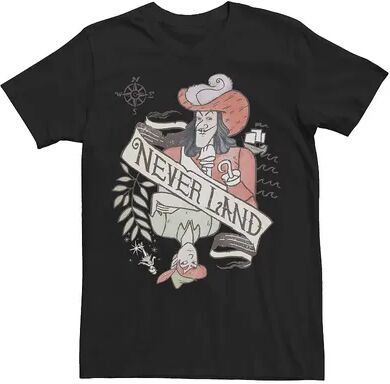 Disney Men's Disney Peter Pan Captain Hook Playing Card Tee, Size: Large, Black