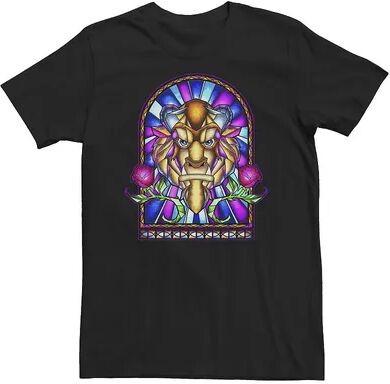 Licensed Character Big & Tall Disney Beauty And The Beast Stained Glass Window Tee, Men's, Size: 4XL, Black