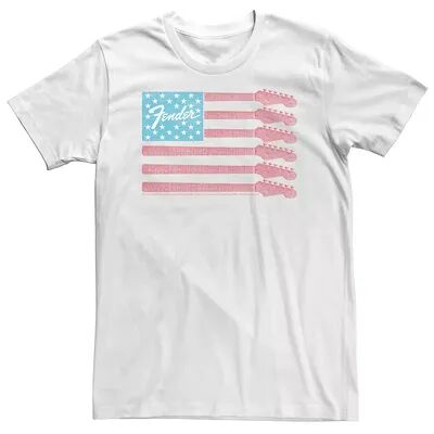 Licensed Character Big & Tall Fender Guitar American Flag Tee, Men's, Size: 3XL, White