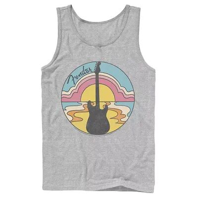 Licensed Character Mens Fender Groovy Sunset Logo Tank, Men's, Size: XL, Med Grey