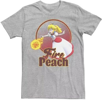 Licensed Character Men's Super Mario 3D World Princess Peach Fireball Circle Tee, Size: XS, Med Grey