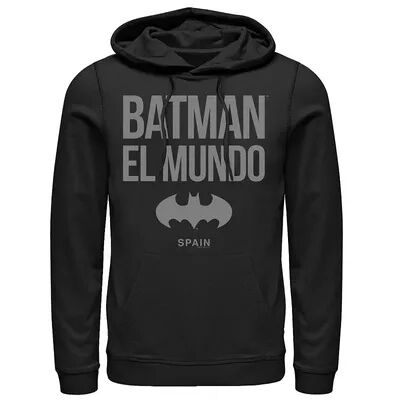 Licensed Character Men's Batman: El Mundo Spain Icon Logo Hoodie, Size: Large, Black