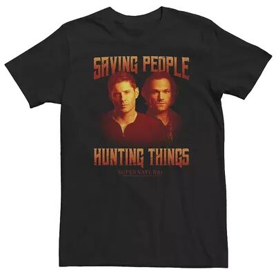 Licensed Character Big & Tall Supernatural Dean & Sam Saving People Hunting Things Red Tee, Men's, Size: Large Tall, Black