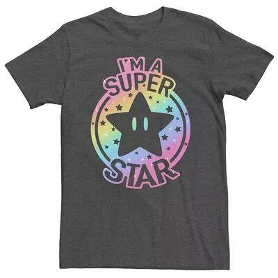 Nintendo Big & Tall Super Mario Pride I'm A Super Star Rainbow Gradient Tee, Men's, Size: 4XLT, Dark Grey