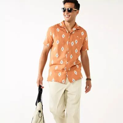 Sonoma Goods For Life Men's Sonoma Goods For Life Camp Shirt, Size: Medium, Med Orange