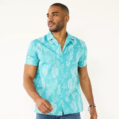 Sonoma Goods For Life Men's Sonoma Goods For Life Camp Shirt, Size: Medium, Med Blue