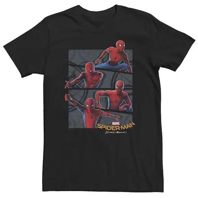 Marvel Big & Tall Marvel Spider-Man Homecoming Quad Pose Panel Stack Tee, Men's, Size: 4XL, Black