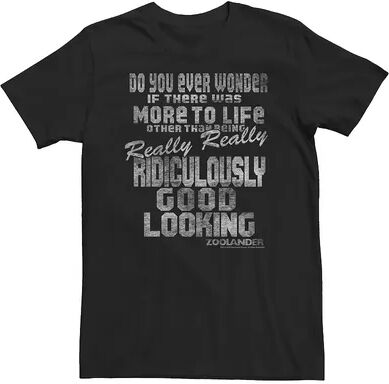 Licensed Character Big & Tall Zoolander Is There More To Life Quote Tee, Men's, Size: 3XL Tall, Black