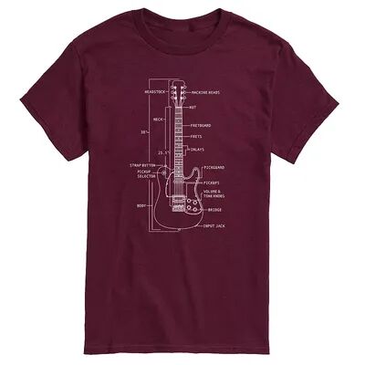 Licensed Character Men's Guitar Diagram Tee, Size: XL, Med Red