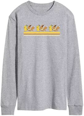 Licensed Character Men's Pokemon Pika Eevee Retro Tee, Size: Medium, Med Grey