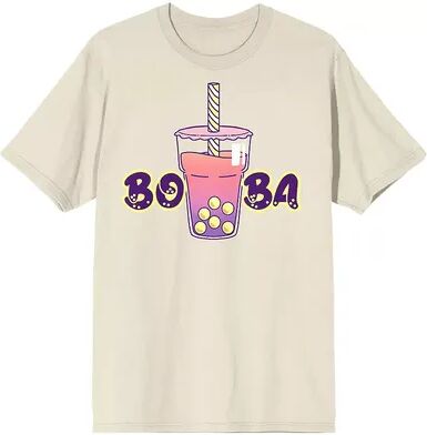 Licensed Character Men's Bobadorable Pink & Purple Boba Drink Tee, Size: Large, White