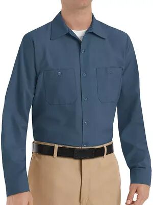 Red Kap Men's Red Kap Classic-Fit Industrial Button-Down Work Shirt, Size: XL, Blue