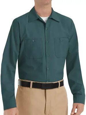 Red Kap Men's Red Kap Classic-Fit Industrial Button-Down Work Shirt, Size: XL, Green