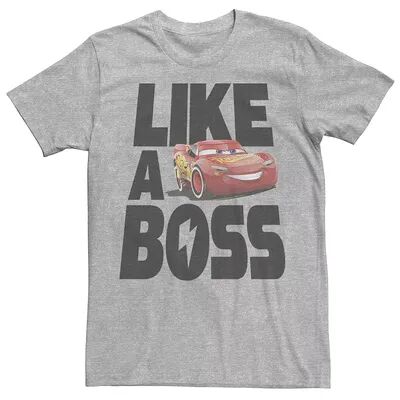 Disney Men's Disney / Pixar Cars 3 McQueen Like A Boss Tee, Size: Large, Med Grey