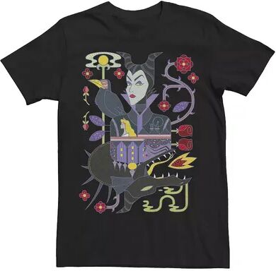 Disney Men's Disney Sleeping Beauty Maleficent Playing Card Tee, Size: Medium, Black