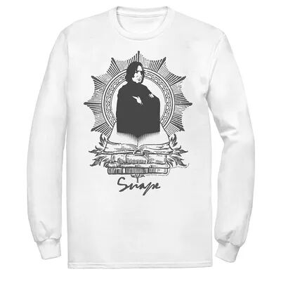 Harry Potter Men's Harry Potter Snape Books Portrait Long Sleeve Graphic Tee, Size: XL, White