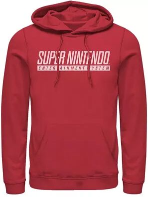 Licensed Character Men's Nintendo Super Nintendo Entertainment System Logo Hoodie, Size: Medium, Red