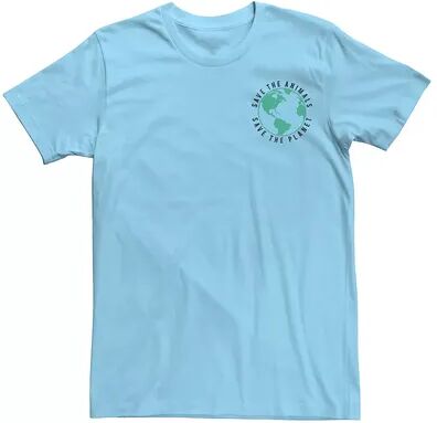 Licensed Character Men's Earth Day Save The Animals Save The Planet Left Chest Tee, Size: Small, Light Blue