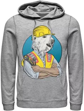 Licensed Character Men's Polar Bear Construction Worker Back Circle Hoodie, Size: 3XL, Med Grey