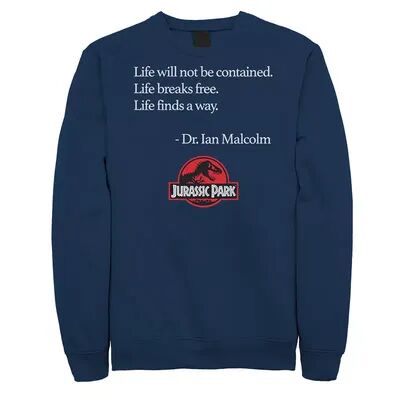 Licensed Character Men's Jurassic Park Life Finds A Way Quote Sweatshirt, Size: Large, Blue