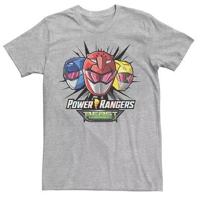 Licensed Character Men's Power Rangers Beast Morphers Helmets Tee, Size: XL, Med Grey