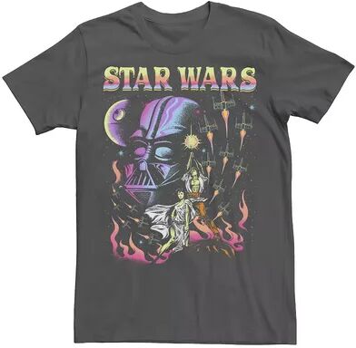 Licensed Character Men's Star Wars Vintage Darth Vader Poster Fill Tee, Size: 3XL, Grey